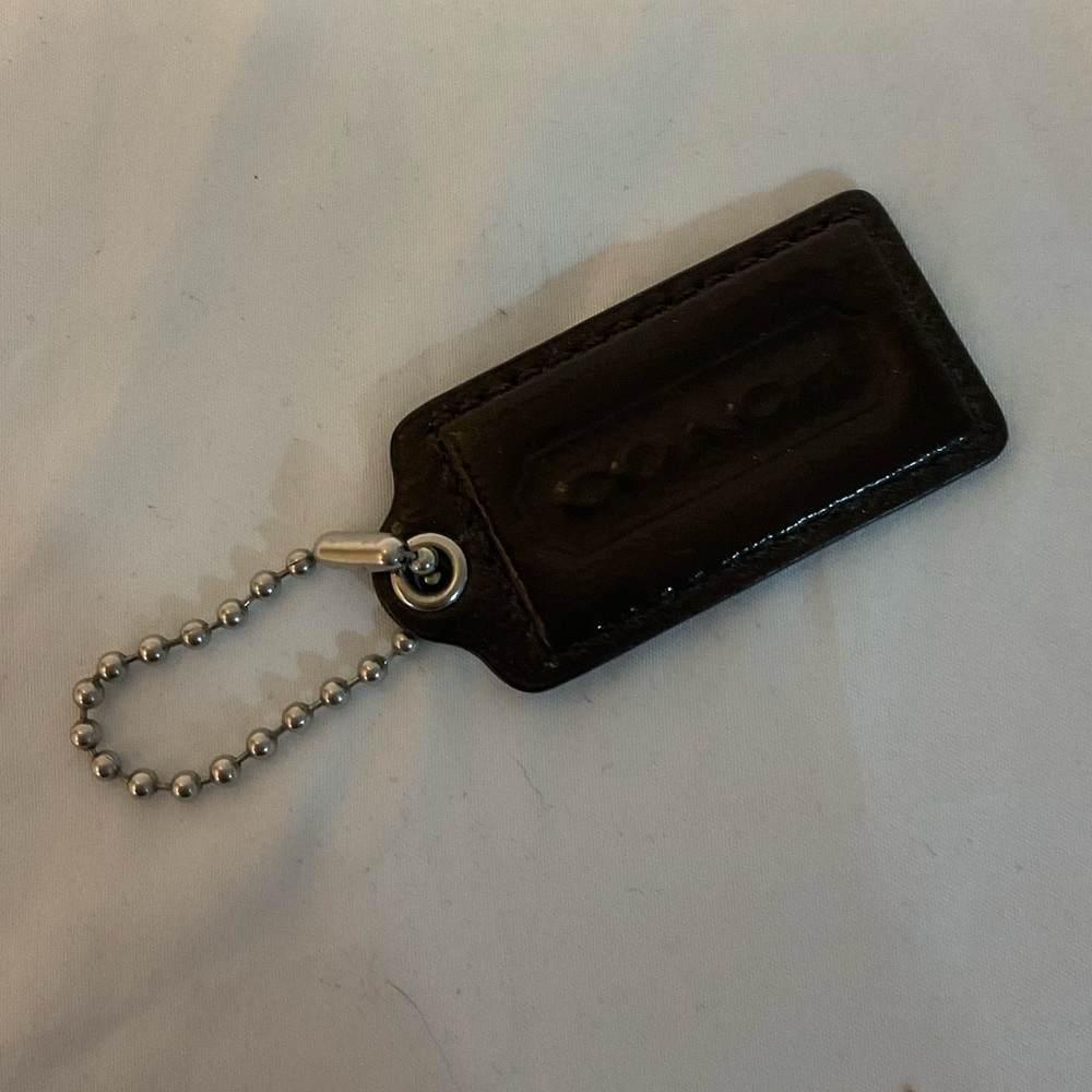 2.5" Large COACH BROWN PATENT LEATHER KEY FOB - Picture 2 of 3
